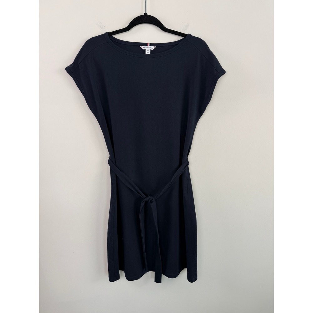Tommy Hilfiger T-Shirt Dress Navy Blue S Belted Short Sleeve Jersey Minimalist